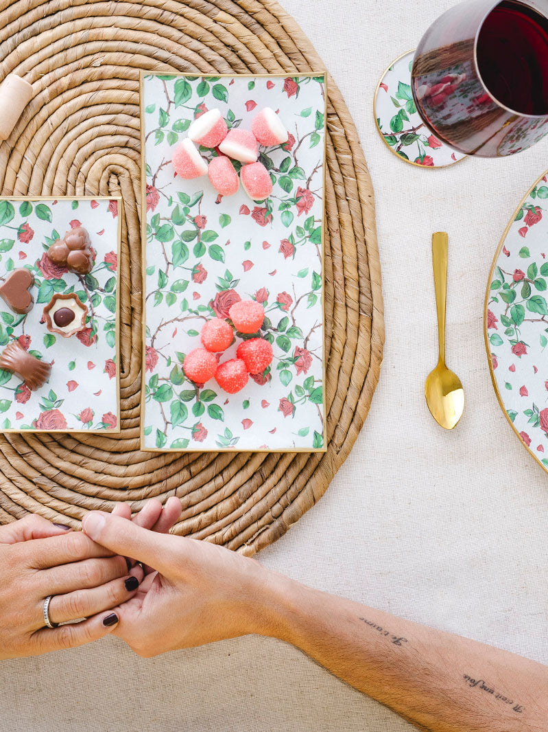 Fuente Rectangular 25x13cm Rosas