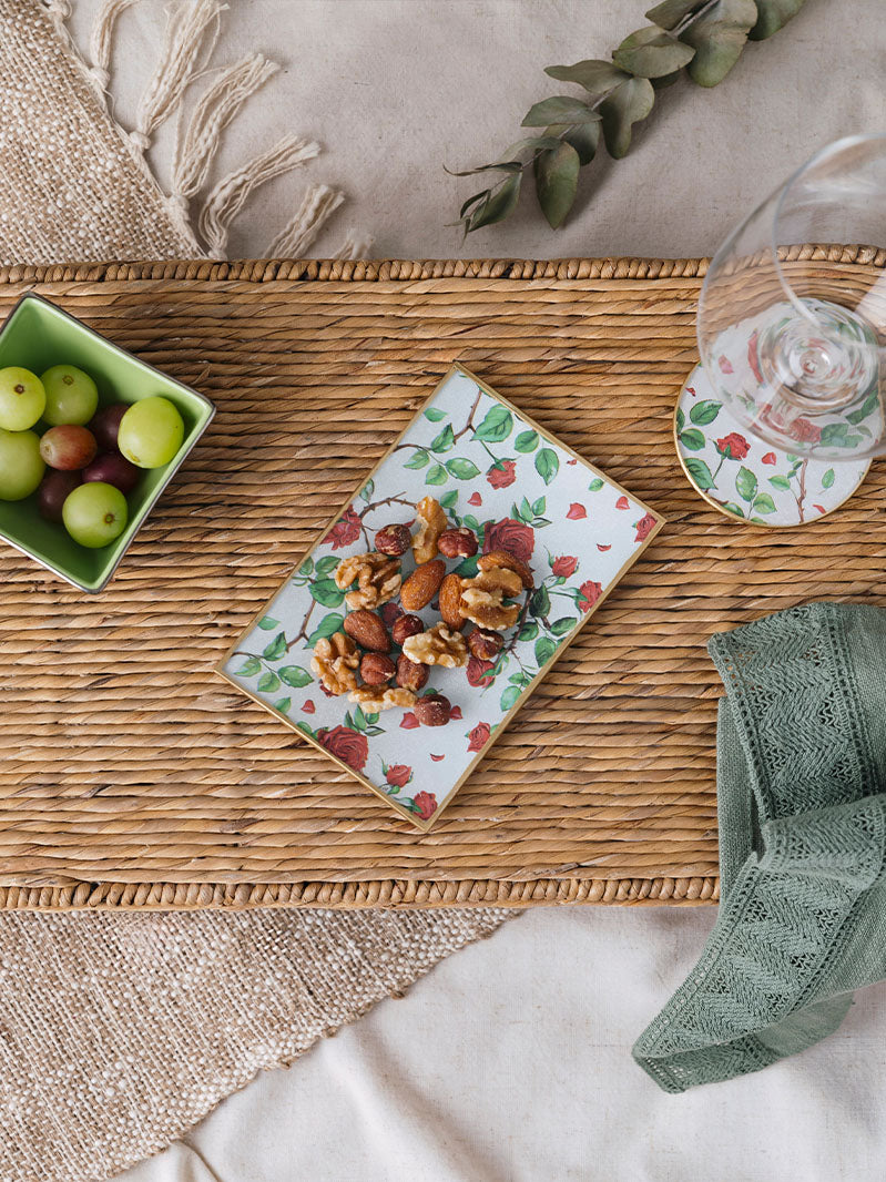 Fuente Rectangular 16x11cm Rosas