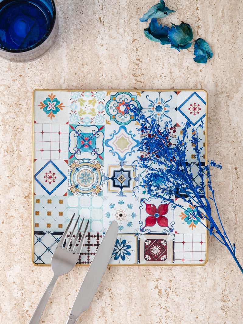 Plato Cuadrado 19x19cm El Suelo del Puente de Piedra