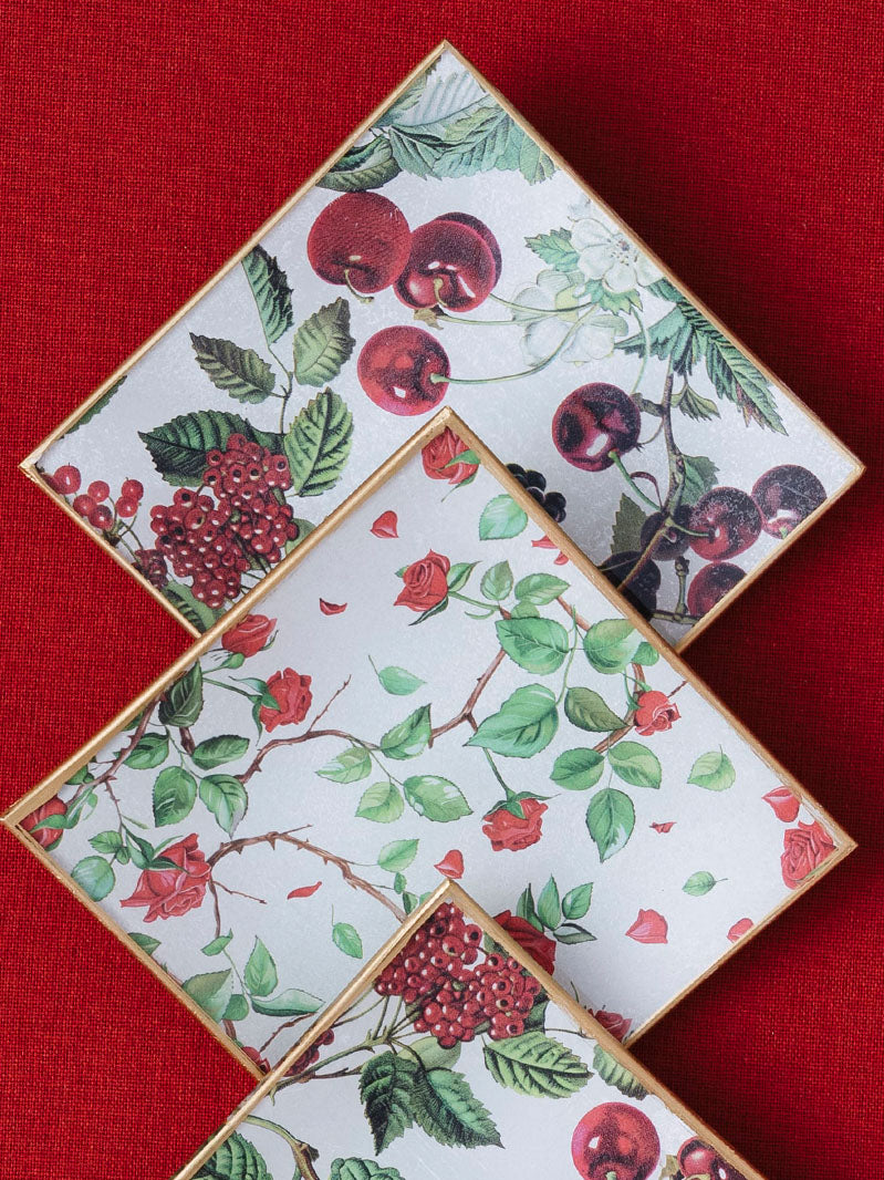 Plato Cuadrado 12x12cm Rosas