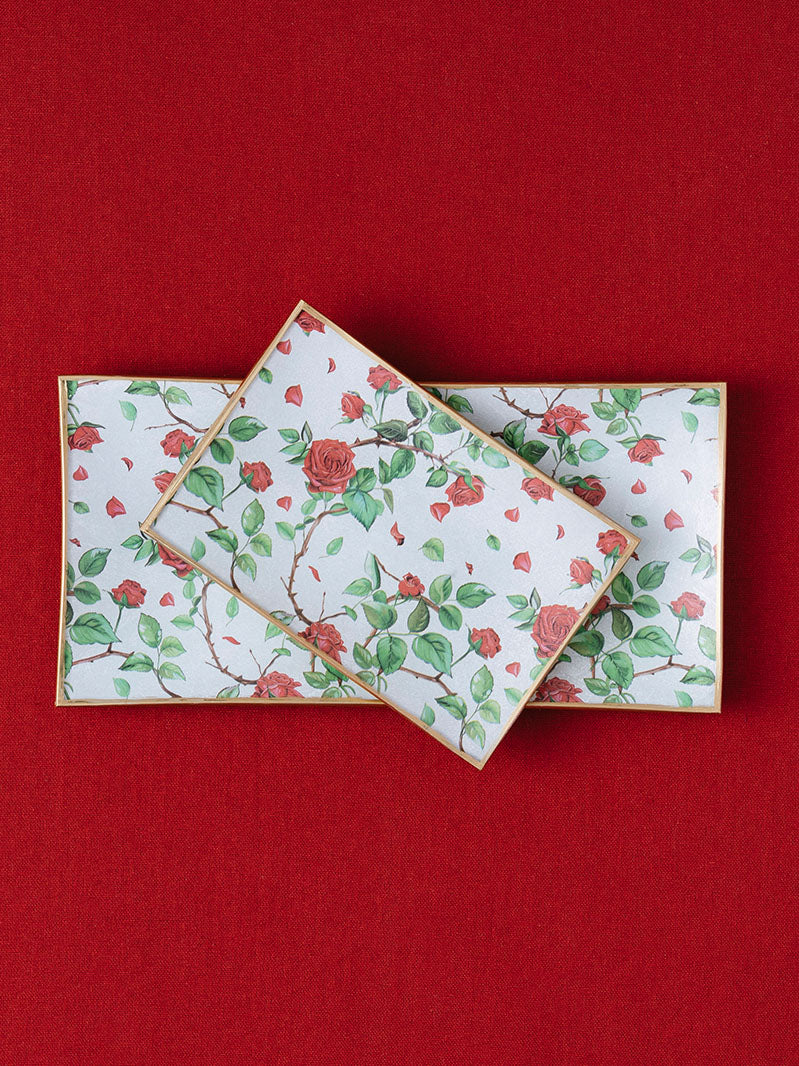 Fuente Rectangular 25x13cm Rosas