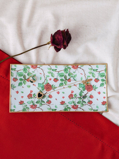 Fuente Rectangular 25x13cm Rosas