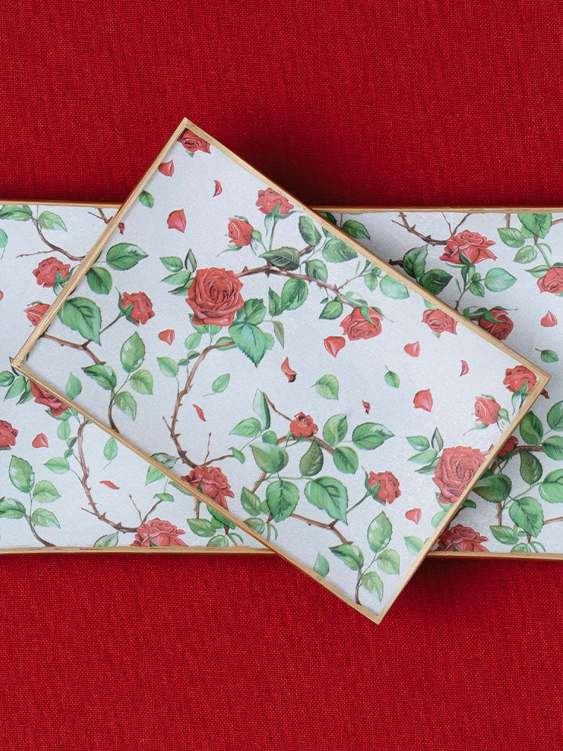 Fuente Rectangular 16x11cm Rosas