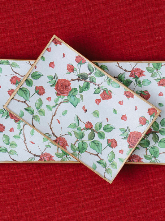 Fuente Rectangular 16x11cm Rosas